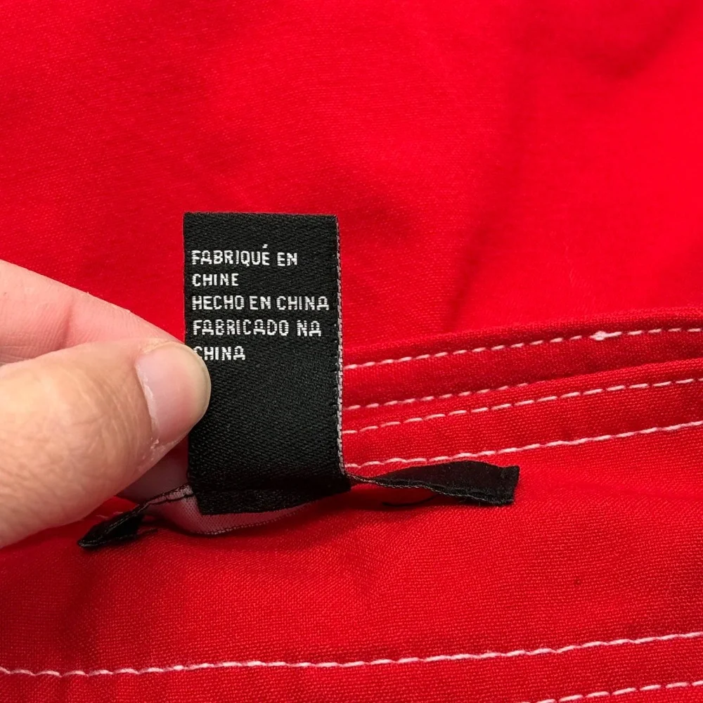 Forever 21 Womens Red Contrast Stitch Belted Mini Skirt Size Small D-Ring Buckle - Picture 4 of 5